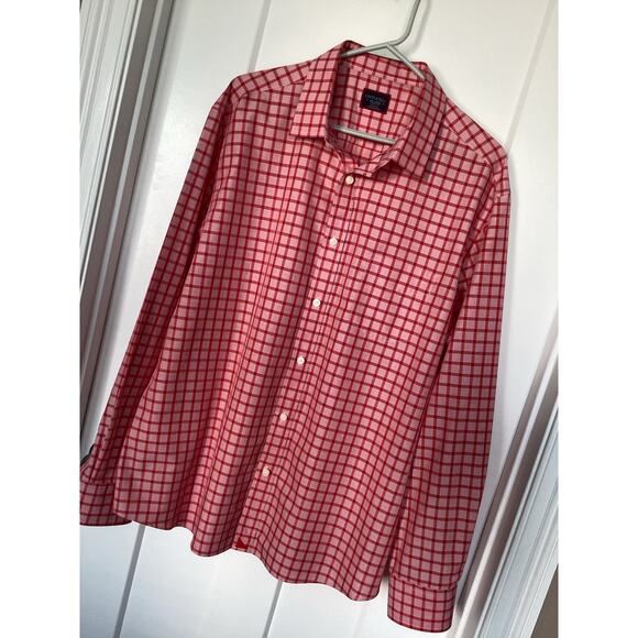 Untuckit Men's Cotton Checkered Wrinkle Free Button Down Shirt Red Size XX-Large - Picture 1 of 11